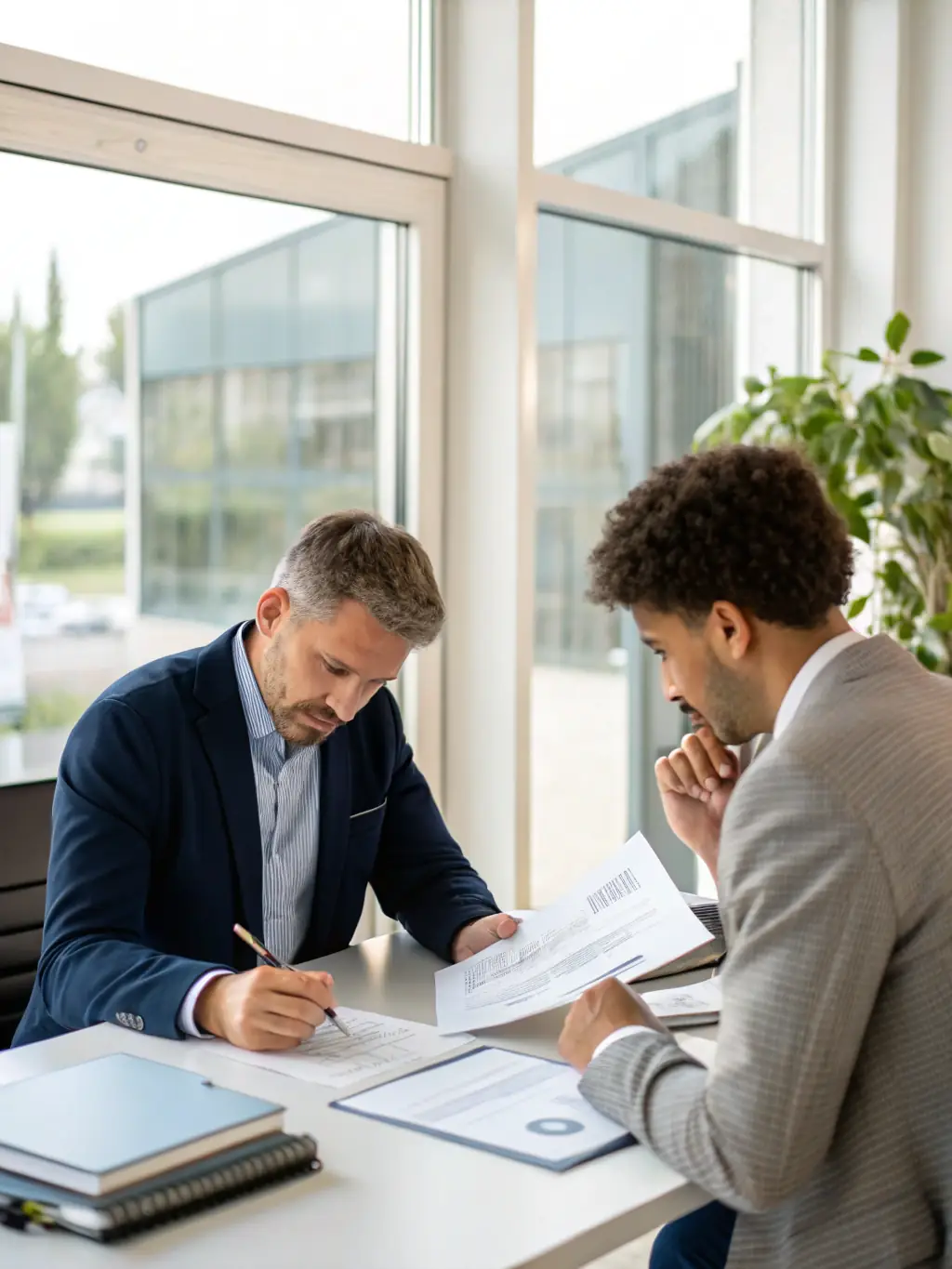 An image of a small business owner smiling while reviewing a successful financial report, emphasizing the positive outcomes of effective financial planning.