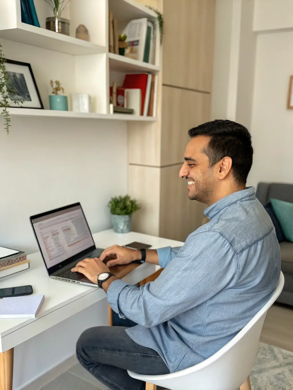A focused image of a small business owner in India using accounting software on a tablet, showcasing efficient financial management.